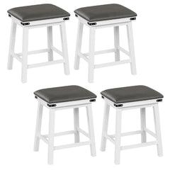 Set of 4 62 cm Height Upholstered Backless Bar Stools with PU Leather Padded Seat-White