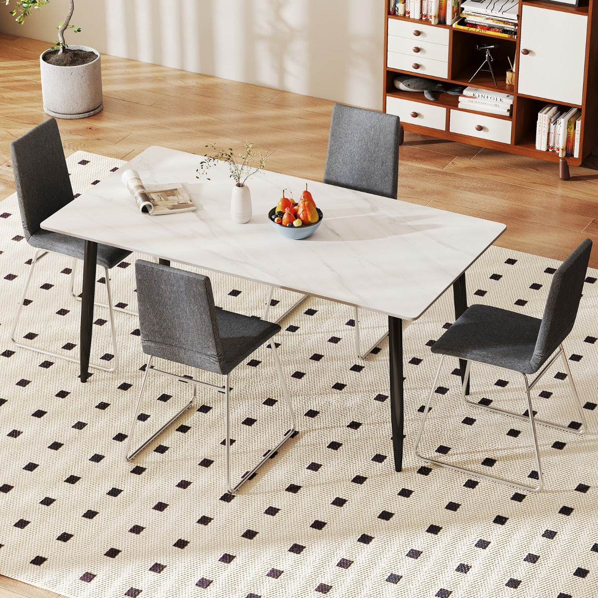 Upholstered Dining Chairs Set of 4 Kitchen Dinner Chairs-Grey