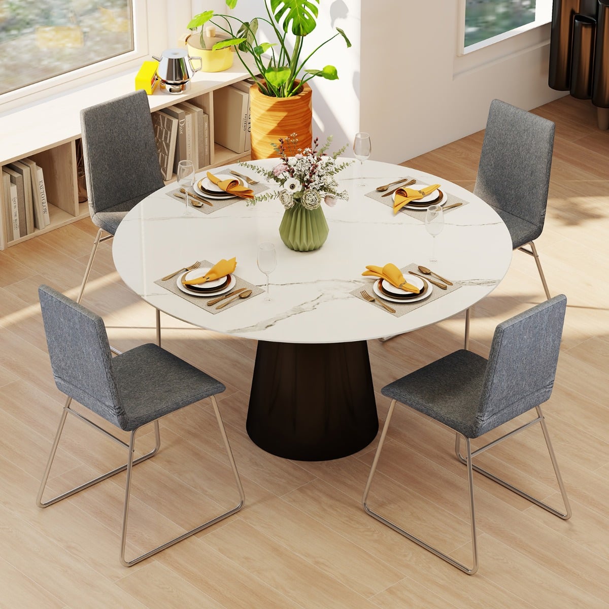 Upholstered Dining Chairs Set of 4 Kitchen Dinner Chairs-Grey