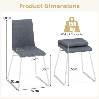 Upholstered Dining Chairs Set of 4 Kitchen Dinner Chairs-Grey