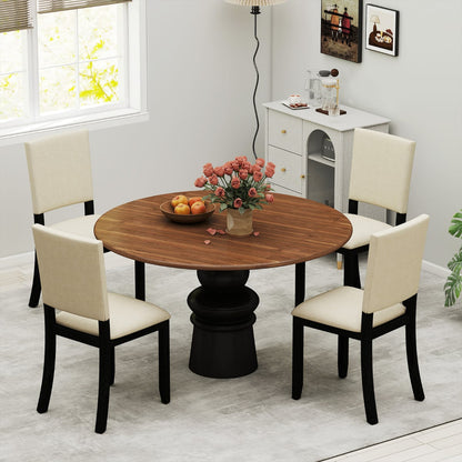 Upholstered Dining Chairs Set of 4 with Soft Padded Seat and Solid Wood Frame