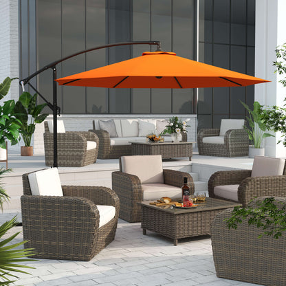 Outsunny 3m Garden Banana Parasol with Cross Base for Garden Family Use, Orange