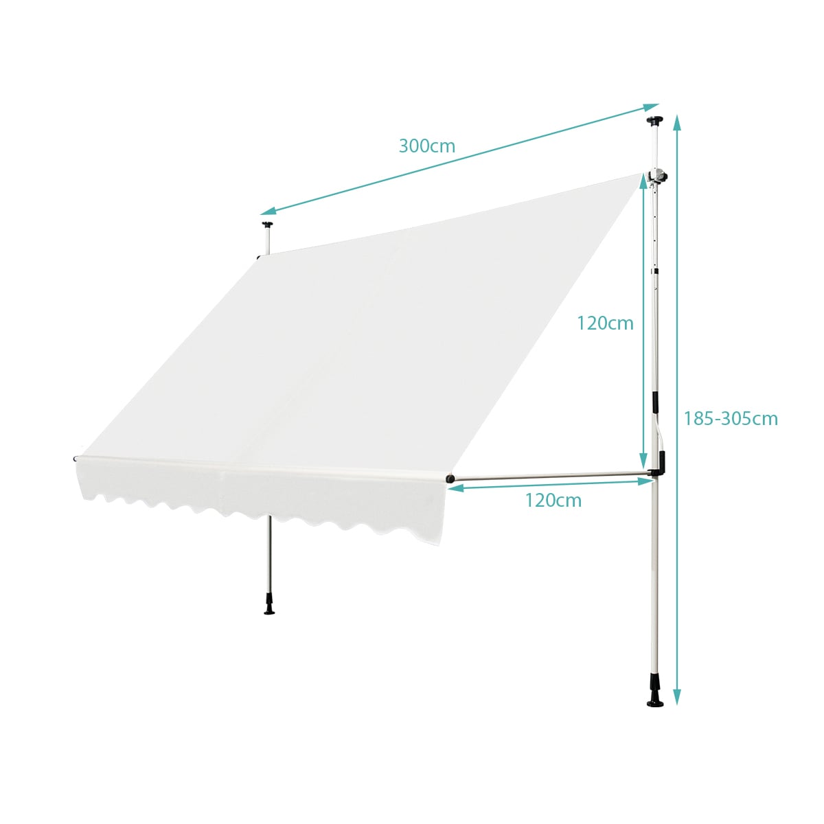 UV-Resistant Waterproof Deck Awning with Manual Crank Handle-Beige