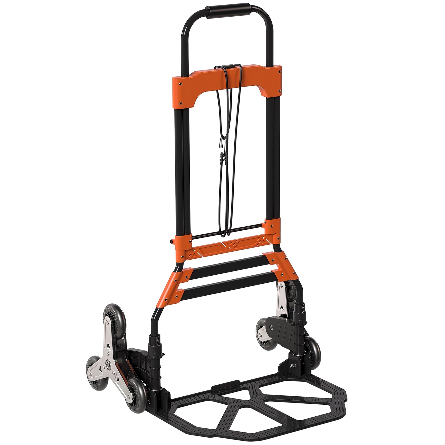 HOMCOM Heavy Duty Foldable Trolley on Wheels, Steel Folding Hand Truck, 75kg, Black and Orange
