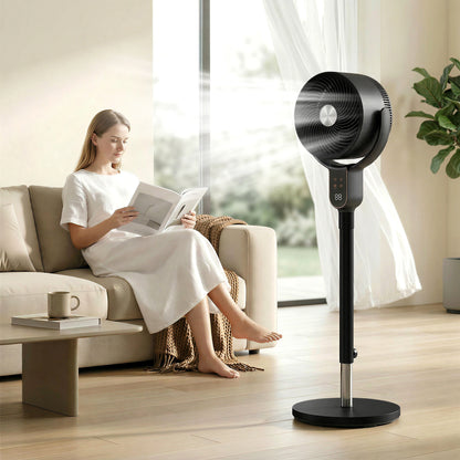 HOMCOM 20 dB Silent Standing Fan for Bedroom, 42" Pedestal Fan with Remote, 90Â° Oscillating, 8 Speeds, Remote Control, Black