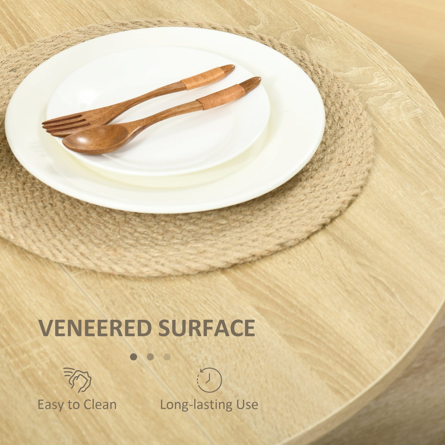 HOMCOM Space-saving Drop Leaf Table, Folding Dining Table for Small Space, Kitchen, Dining Room, Oak