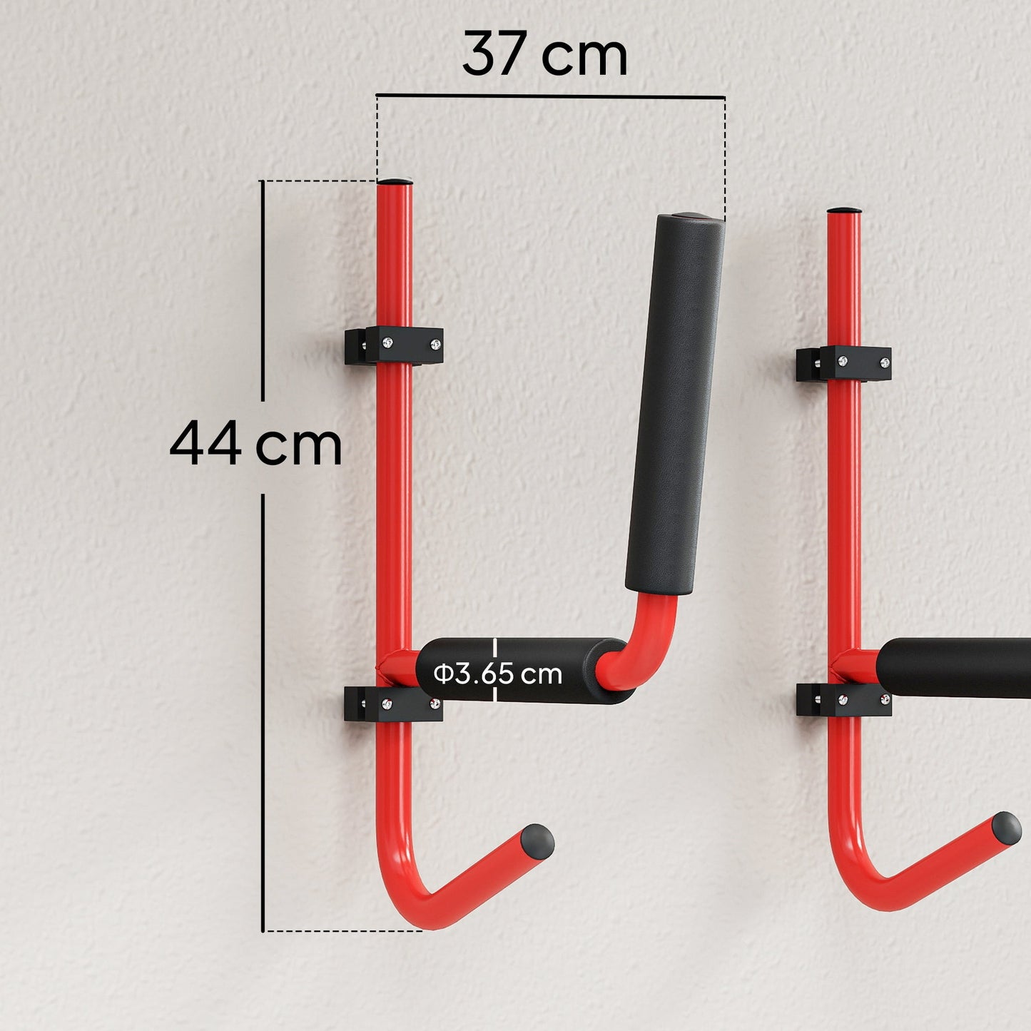 HOMCOM Kayak Canoe Heavy Duty Wall Mounted Storage Holder Rack Heavy Duty Storing Hangers Red