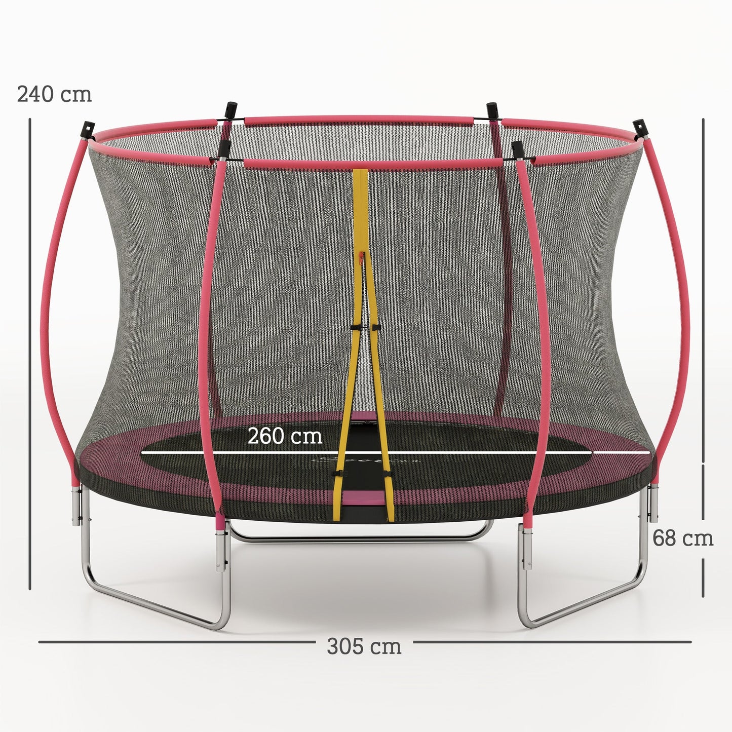 SPORTNOW 10ft Outdoor Trampoline with Enclosure Net, Spring Cover, Pink
