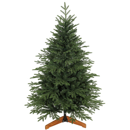 HOMCOM 150cm Artificial Christmas Tree Full Hinged Xmas Tree Solid Pine Wood Stand, Green