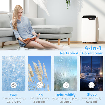 HOMCOM Portable Air Conditioner 12000 BTU, 4-in-1 AC Unit with Cool, Dehumidifier, Fan, Sleep Mode, WiFi Voice Remote Control