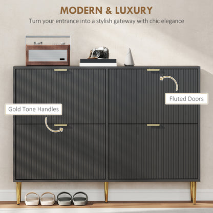 HOMCOM Elegant Four-Drawer Shoe Cabinet - Black