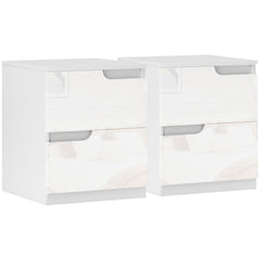 HOMCOM High Gloss Bedside Table Set of 2 - White