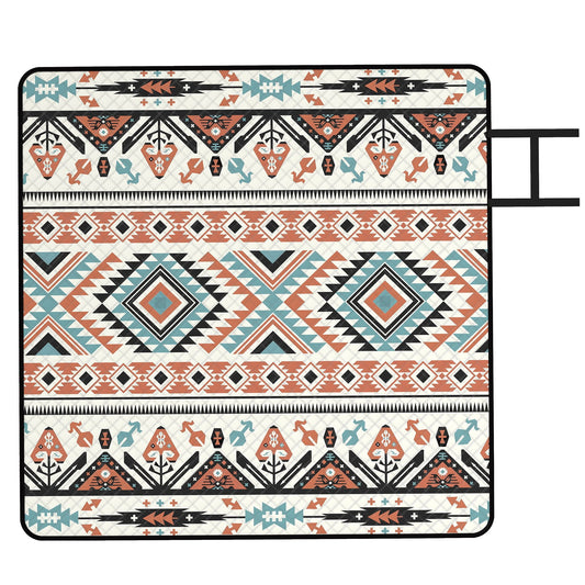 Outsunny Picnic Blanket, 200x200CM Large Beach Blanket Outdoor Picnic Mat with Integrated Strap for Camping, Mix-Colour