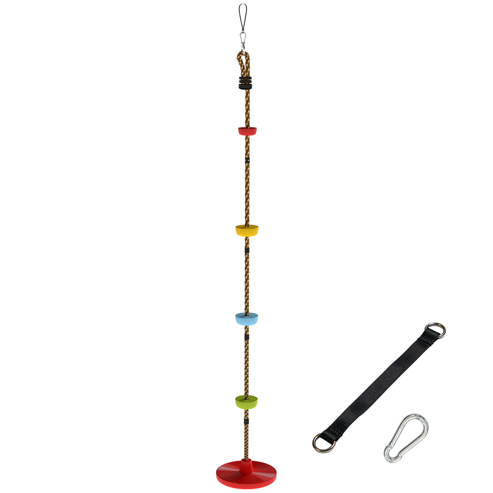 AIYAPLAY Climbing Rope, Kids Tree Swing Kit with Platforms and Disc Swings Seat, Obstacle Course Kids for Garden, Red