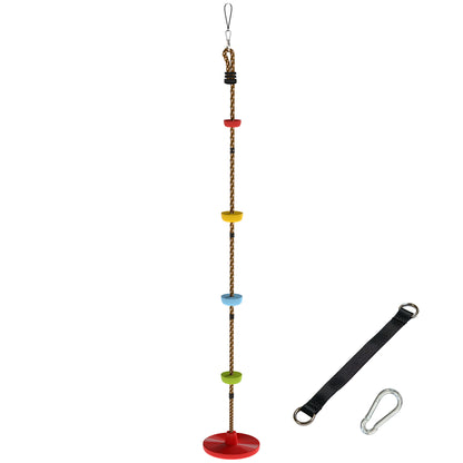 AIYAPLAY Climbing Rope, Kids Tree Swing Kit with Platforms and Disc Swings Seat, Obstacle Course Kids for Garden, Red