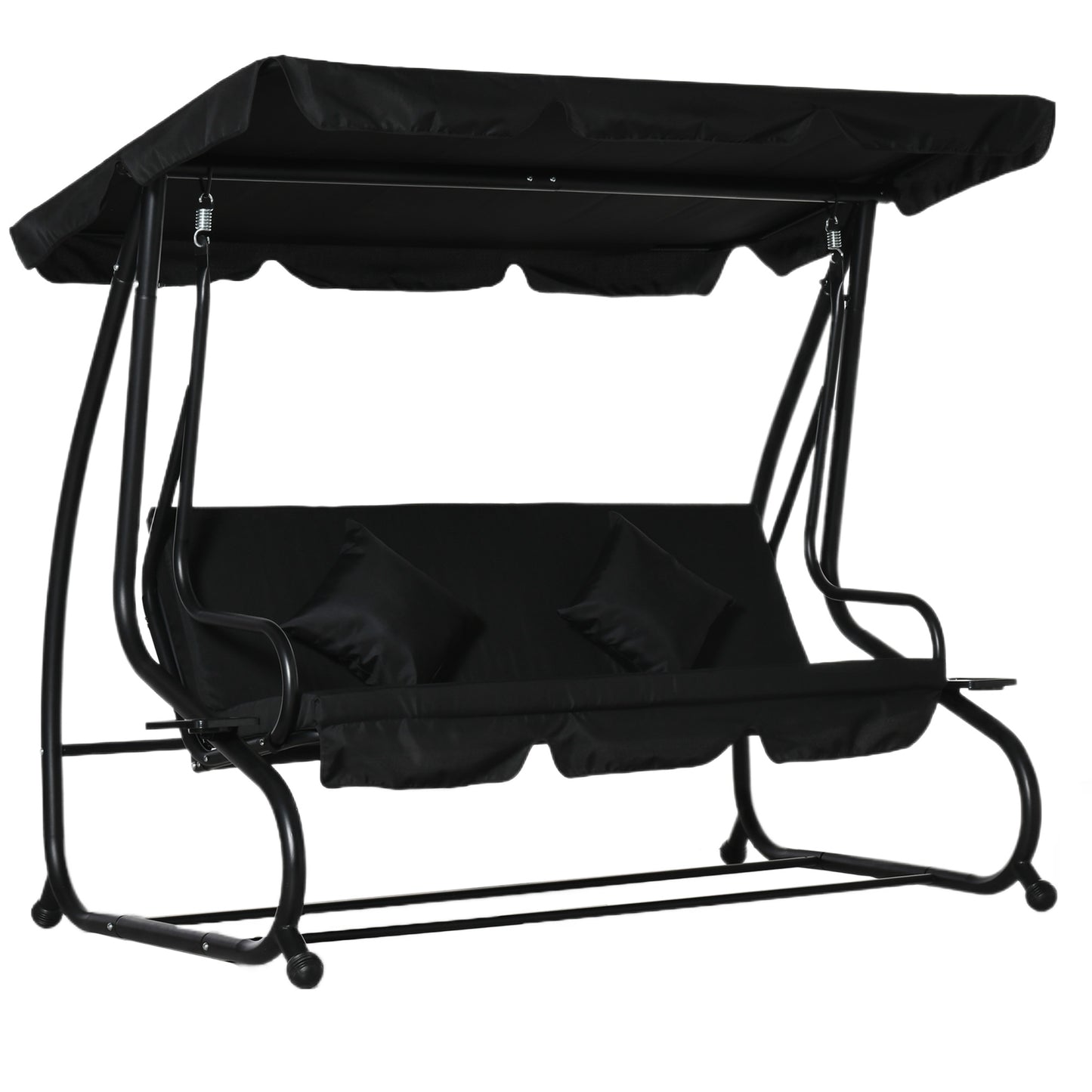 Outsunny Three-Seater Garden Swing Bed - Black
