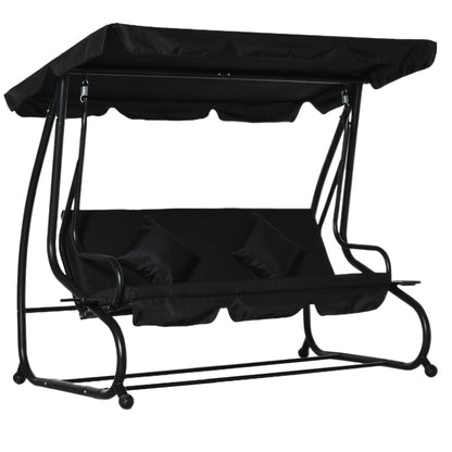Outsunny Three-Seater Garden Swing Bed - Black