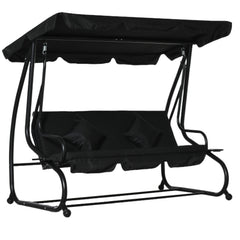 Outsunny Three-Seater Garden Swing Bed - Black