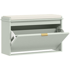 HOMCOM Elegant Eight Shoe Bench, with Top Seat - Green