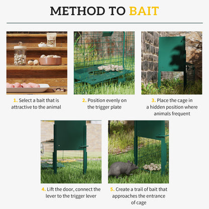 Outsunny Metal Rat Trap with Single Door, for Small Animals, Dark Green