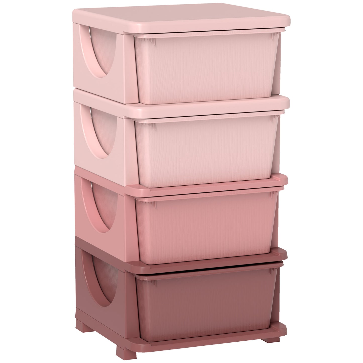 HOMCOM Four-Tier Kids Storage Boxes, with Four Drawers, Pink