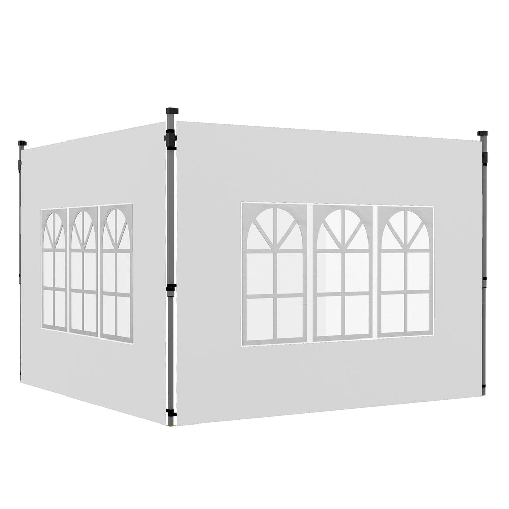 Outsunny Gazebo Side Panels, Sides Replacement with Window for 3x3(m) or 3x4m Pop Up Gazebo, 2 Pack, White