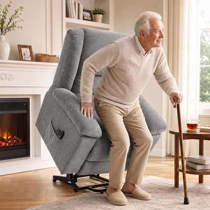 HOMCOM Oversized Riser Recliner Chair with Massage and Heat, Power Lift Recliner for Elderly with Wide Seat and Back, Grey