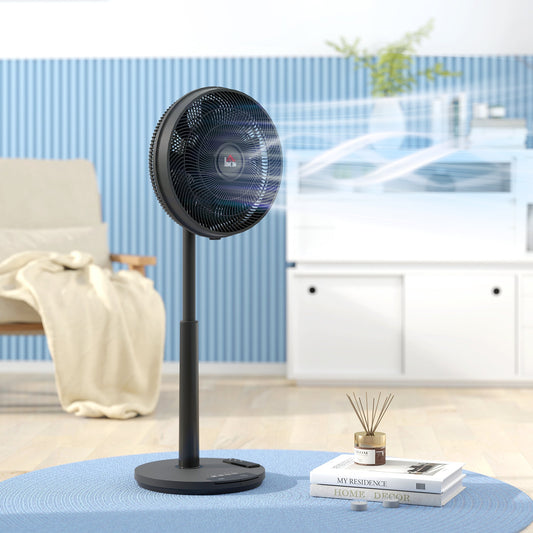 HOMCOM Pedestal Fan with Oscillating, Tilt, Adjustable Height, Black