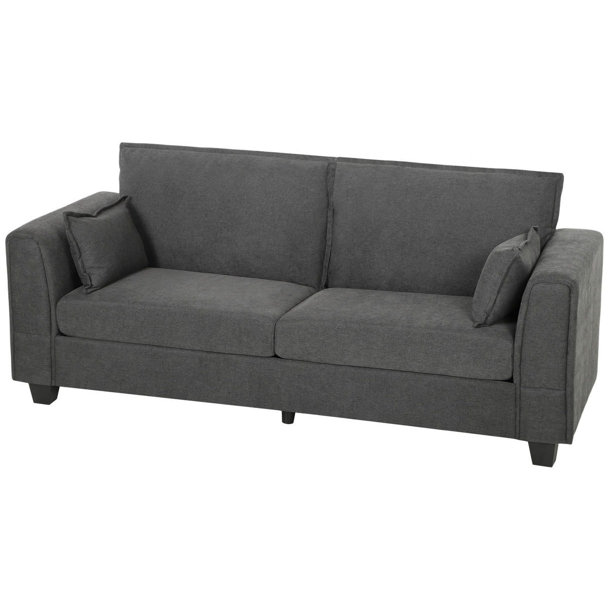 HOMCOM 3 Seater Sofa, Linen Upholstered Sofa Couch with Spring Cushions, Thick Padding, Wide Padded Armrests, Dark Grey