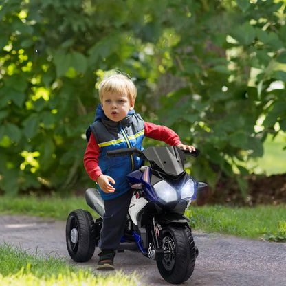 HOMCOM Kids Electric Motorcycle, 6V Ride on Motorcycle with 3 Wheels, LED Headlight, Music, Horn for Boys Girls 3-5 Years, Blue