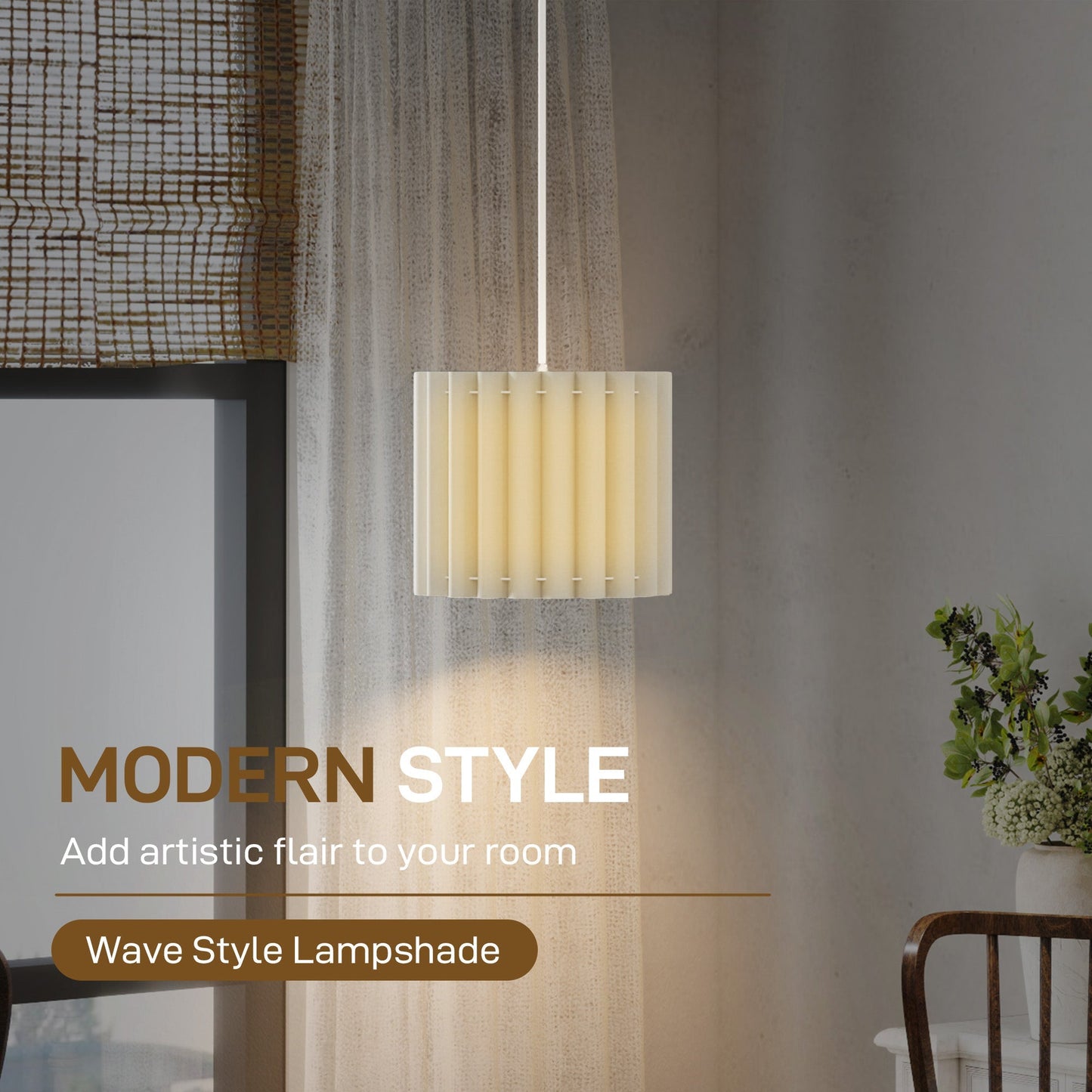 HOMCOM Linen Pendant Light, Bedside Ceiling Lamps with E27 Bulb, Modern Hanging Lights for Living Room, Bedroom, Kitchen, Hallway, White