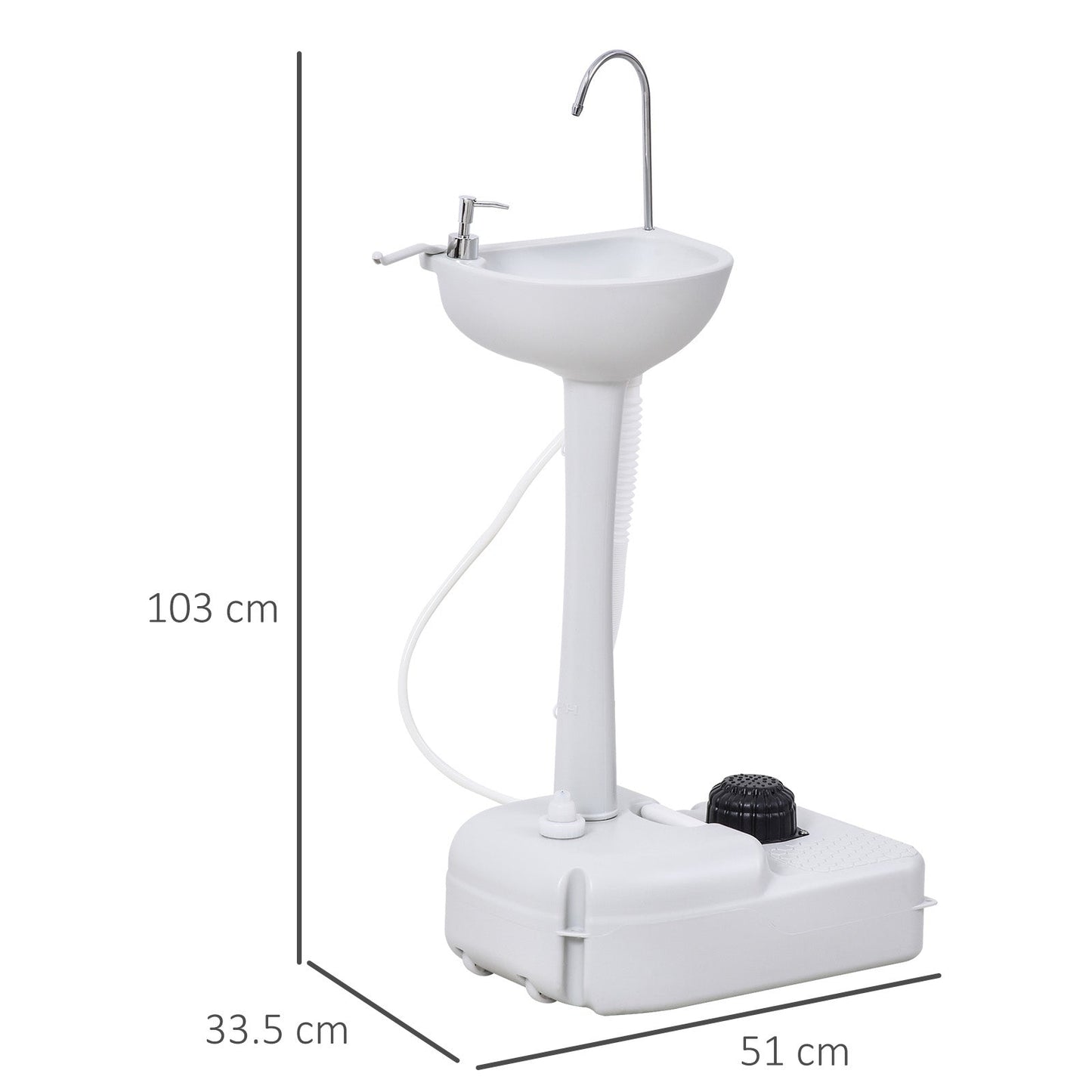 Outsunny 17L Camping Portable Handwash Sink w/ Towel Holder & Soap Dispenser Rolling Wheels Outdoor Drainage Equipment
