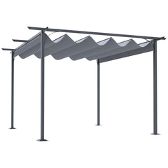 Outsunny 3.5 Sliding Pergola Canopy Metal Pergola Retractable Canopy for Garden Shade, Grey