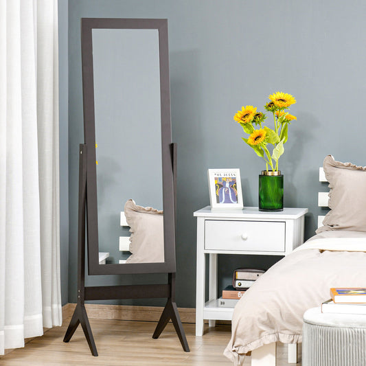HOMCOM Full Length Mirror, Freestanding Adjustable Angle Dressing Mirror for Bedroom, Living Room, 148 x 47 cm, Brown