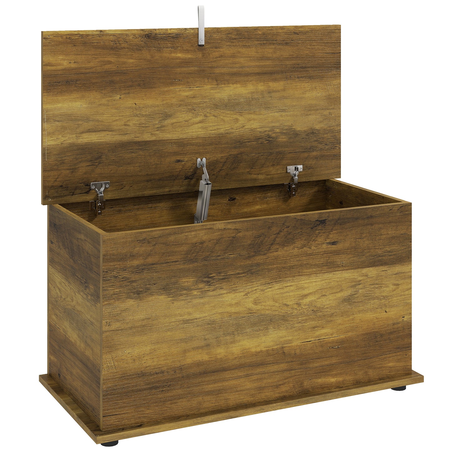 HOMCOM Storage Chest, 102L Blanket Box, Shoe Bench Safety Hinged Lid, Bed End Bench for Bedroom, 80 x 40 x 45cm, Brown