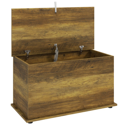 HOMCOM Storage Chest, 102L Blanket Box, Shoe Bench Safety Hinged Lid, Bed End Bench for Bedroom, 80 x 40 x 45cm, Brown