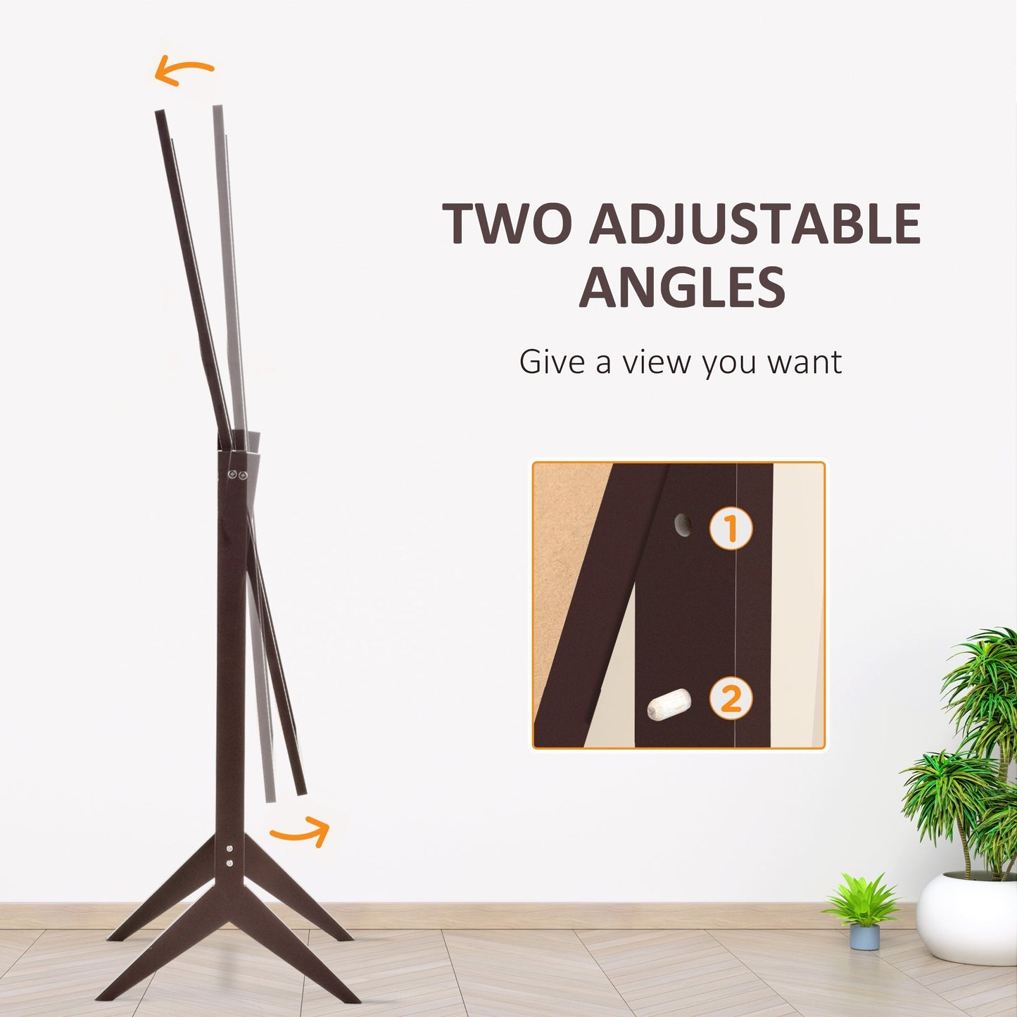 HOMCOM Full Length Mirror, Freestanding Adjustable Angle Dressing Mirror for Bedroom, Living Room, 148 x 47 cm, Brown