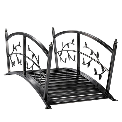 Outsunny 1.2M Metal Garden Bridge with Safety Railings, Outdoor Pond Bridge, Arch Decorative Footbridge for Creek Stream