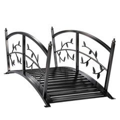 Outsunny 1.2M Metal Garden Bridge with Safety Railings, Outdoor Pond Bridge, Arch Decorative Footbridge for Creek Stream