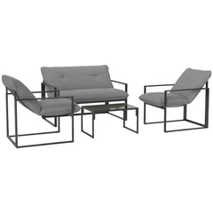 Outsunny Four-Piece Relaxed Back Garden Dining Set - Black/Light Grey