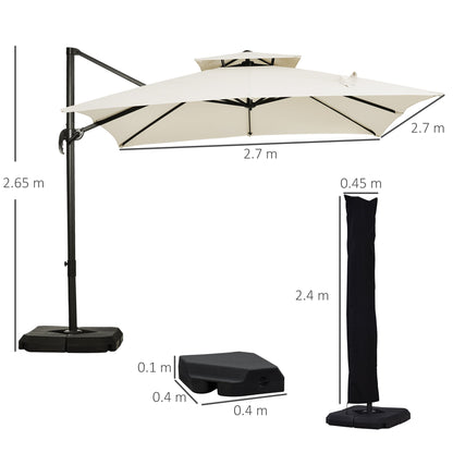 Outsunny Steel Frame Outdoor Roma Cantilever Umbrella