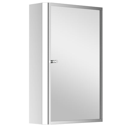 HOMCOM Stainless Steel Wall mounted Bathroom Mirror Cabinet 2 Shelves Storage Unit Furniture w/Single Door (60H x 40L x 13D (cm))