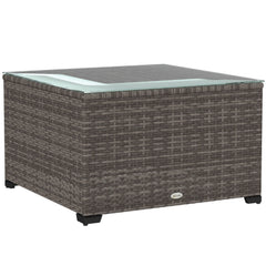 Outsunny 62 x 62cm Glass-Top Rattan Side Table - Dark Grey