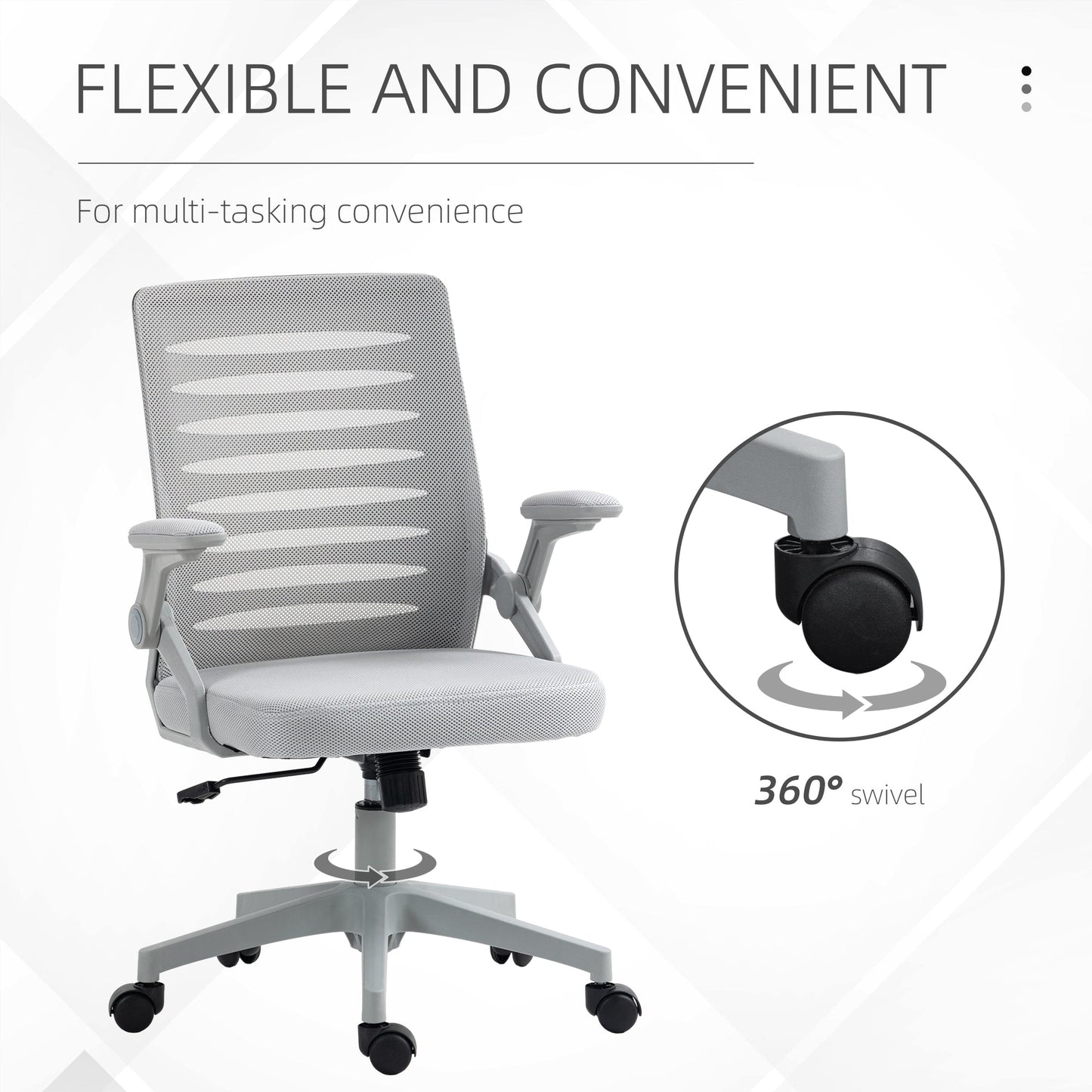 Vinsetto Mesh Office Chair, Swivel Task Computer Chair for Home with Lumbar Support