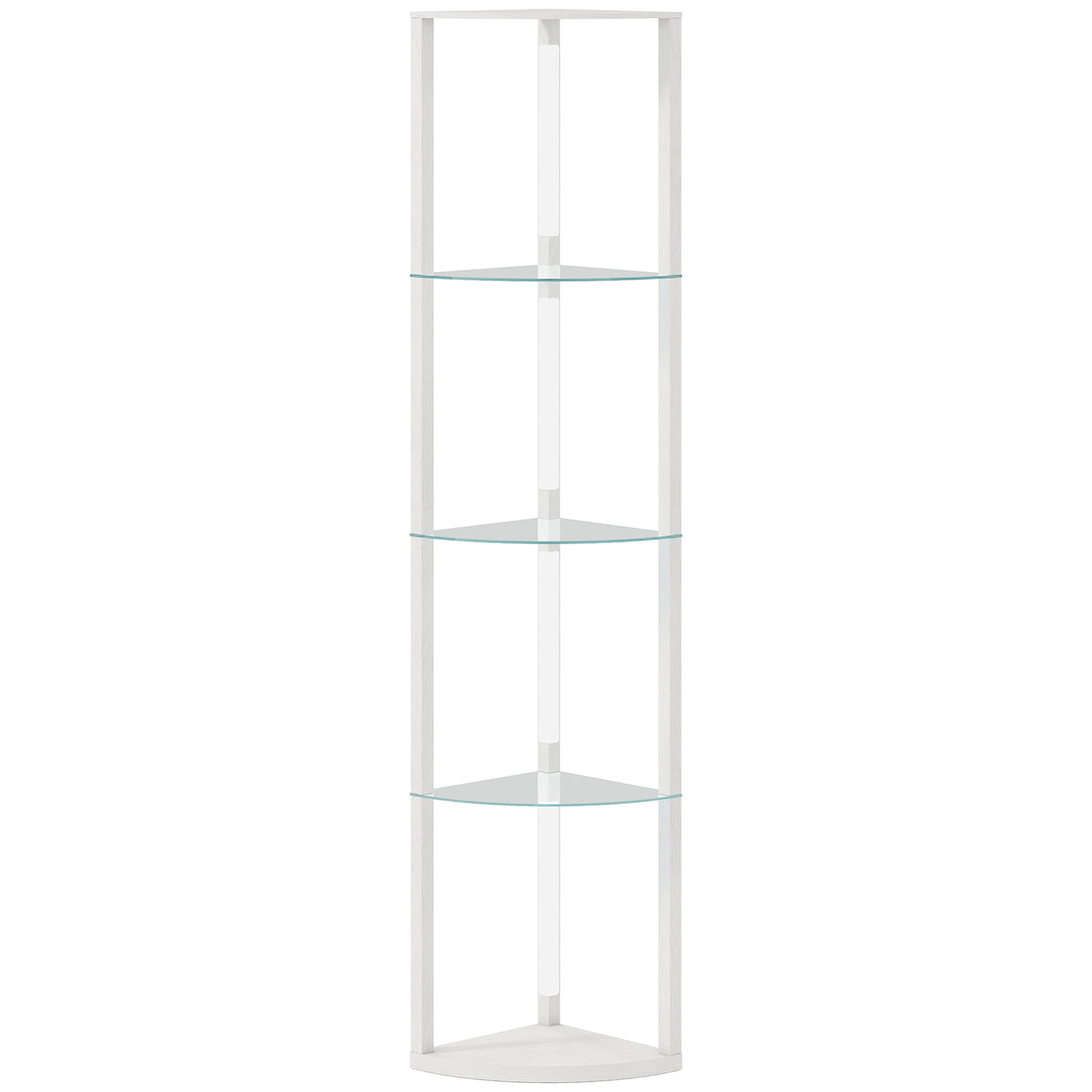 HOMCOM LED Floor Lamp with Shelves, Dimmable Standing Lamp with Foot Switch for Living Room, Bedroom, White