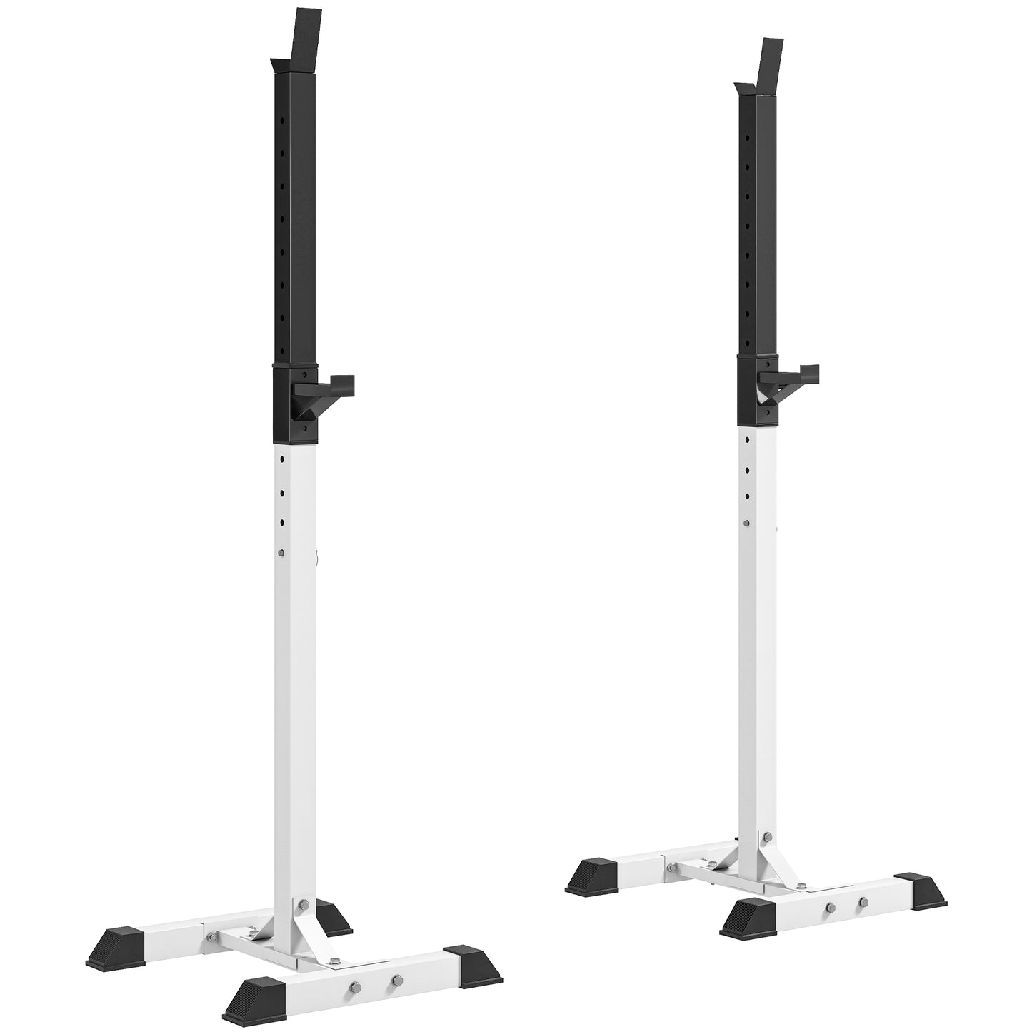 HOMCOM Heavy Duty Weight Bar Barbell Squat Stand Barbell Rack Spotter, for Home, Gym - Black
