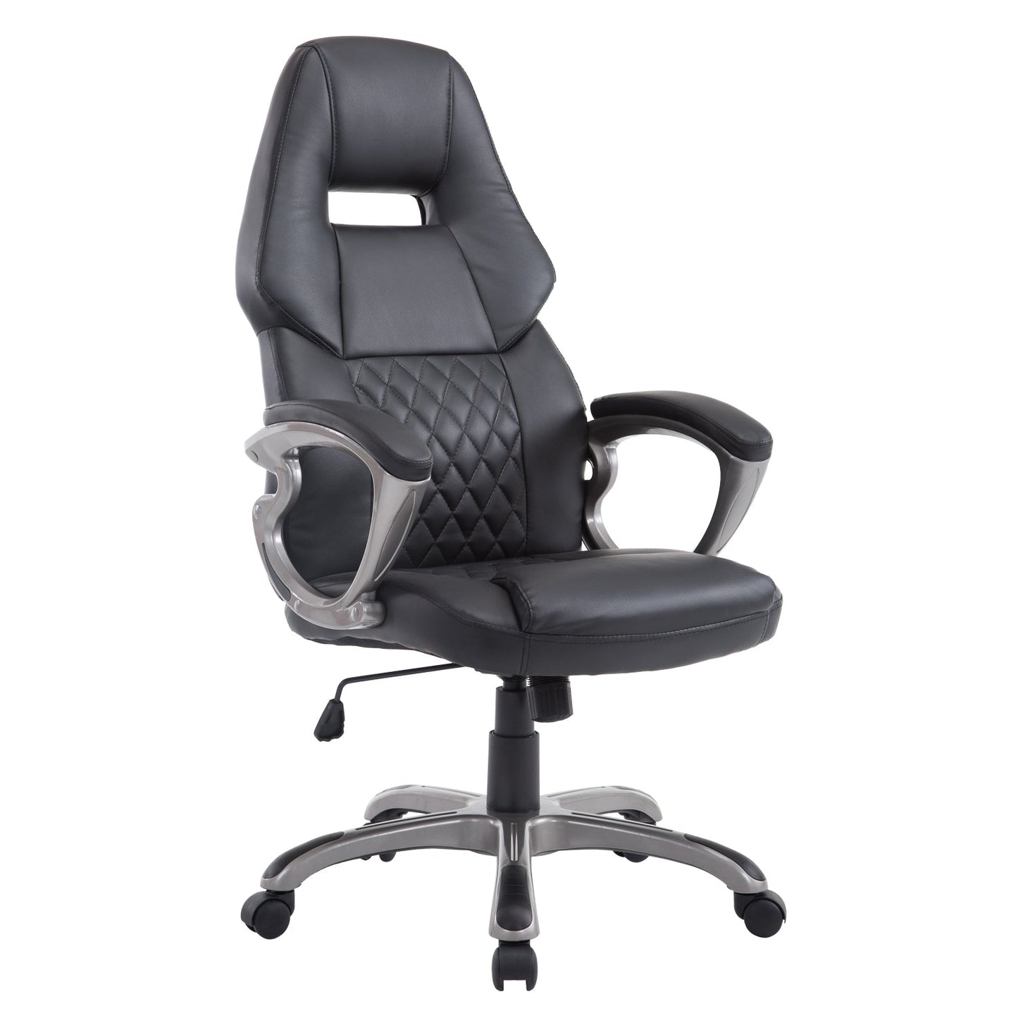 HOMCOM PU Leather Padded Home Office Chair with Adjustable Height Black