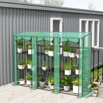 Outsunny 46 x 215cm Nine-Shelf Greenhouse - Green