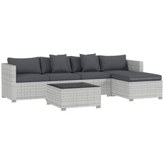 Outsunny 6 Pieces Rattan Corner Sofa Set - Mixed Grey