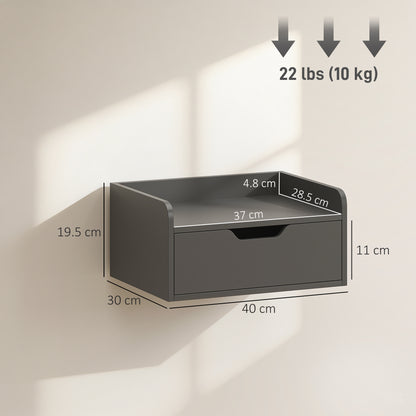 HOMCOM Floating Nightstands Set of 2, Wall Mounted Bedside Table with Drawer for Bedroom, Black